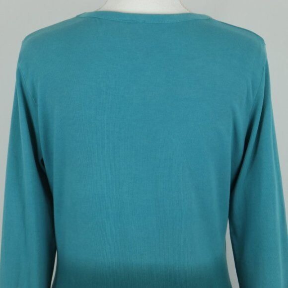 Isis Women's Medium Blue Ombre Scoop Neck Tunic Length Long Sleeve Knit Blouse - Picture 4 of 7